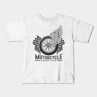 Wing Motorcycle Racing Club Fantasy Artsy Style Kids T-Shirt